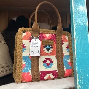 Wrangler Brown and Multicolor Aztec Satchel